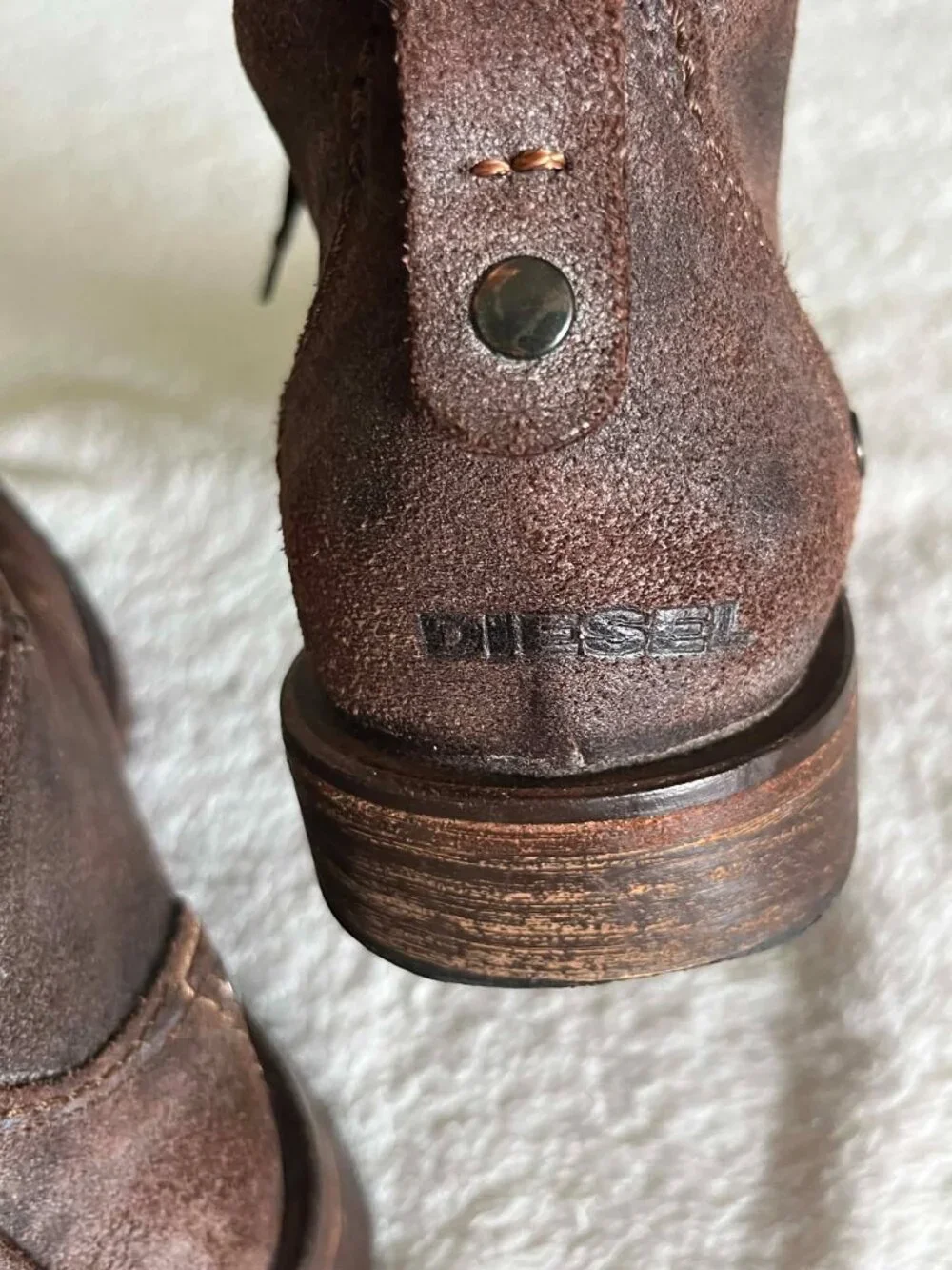 Vintage Diesel Plucky 10 Boots Suede Brown Men's size 9.5